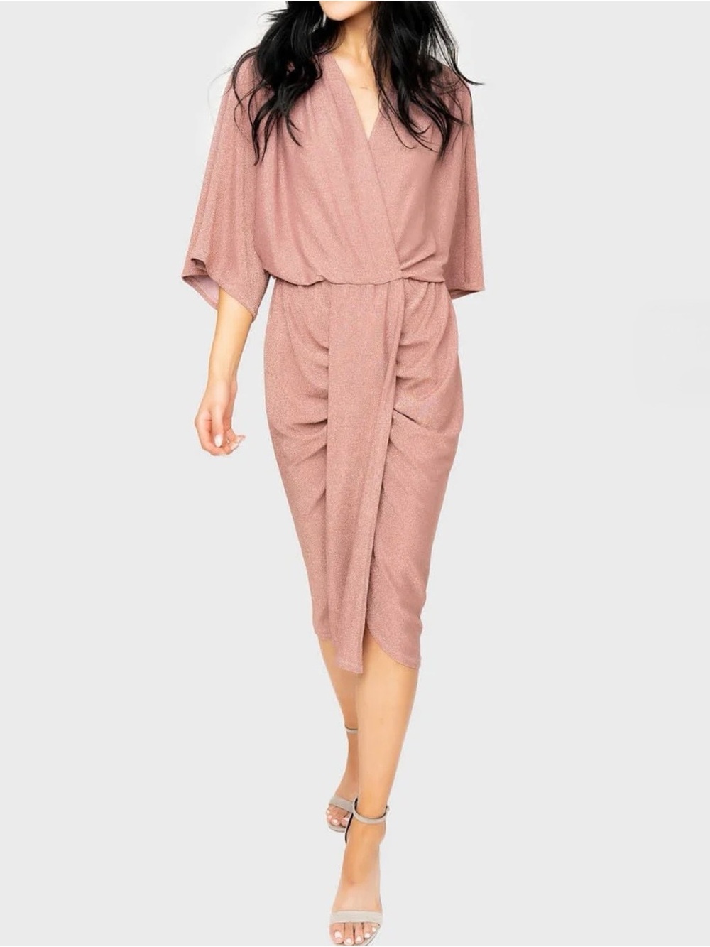 Gibsonlook Jennifer Drape Midi Dress in Mauve